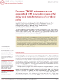 Cover page: De novo TRPM3 missense variant associated with neurodevelopmental delay and manifestations of cerebral palsy.