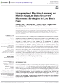 Cover page: Unsupervised Machine Learning on Motion Capture Data Uncovers Movement Strategies in Low Back Pain