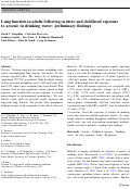 Cover page: Lung function in adults following in utero and childhood exposure to arsenic in drinking water: preliminary findings