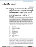 Cover page: Engagement in moderate-intensity physical activity supports overnight memory retention in older adults.