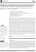 Cover page: Establishing a Standardized Clinical Consensus for Reporting Complications Following Lateral Lumbar Interbody Fusion.