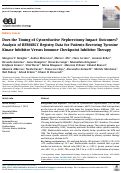 Cover page: Does the Timing of Cytoreductive Nephrectomy Impact Outcomes? Analysis of REMARCC Registry Data for Patients Receiving Tyrosine Kinase Inhibitor Versus Immune Checkpoint Inhibitor Therapy.