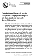 Cover page: Quién Habla Dos Idiomas Vale por Dos: Tying Children’s Language Brokering Skills into Their Educational Journey to Develop Bilingualism