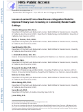 Cover page: Lessons Learned From a New Reverse-Integration Model to Improve Primary Care Screening in Community Mental Health Settings