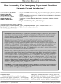 Cover page: How Accurately Can Emergency Department Providers Estimate Patient Satisfaction?