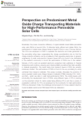 Cover page: Perspective on Predominant Metal Oxide Charge Transporting Materials for High-Performance Perovskite Solar Cells