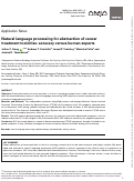 Cover page: Natural language processing for abstraction of cancer treatment toxicities: accuracy versus human experts