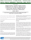 Cover page: Implementing a Quality Improvement Collaborative to Improve Hypertension Control and Advance Million Hearts Among Low-Income Californians, 2014–2015