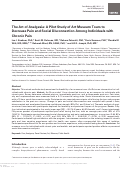 Cover page: The Art of Analgesia: A Pilot Study of Art Museum Tours to Decrease Pain and Social Disconnection Among Individuals with Chronic Pain