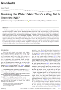 Cover page: Resolving the Water Crisis: There's a Way, But Is There the Will?
