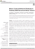 Cover page: Motor Cortical Network Plasticity in Patients With Recurrent Brain Tumors