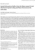 Cover page: Spatial Information Outflow from the Hippocampal Circuit: Distributed Spatial Coding and Phase Precession in the Subiculum