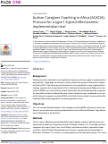 Cover page: Autism Caregiver Coaching in Africa (ACACIA): Protocol for a type 1-hybrid effectiveness-implementation trial