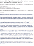 Cover page: Thyroid Disease as a Novel Risk Factor for Coronary Artery Calcification in Hemodialysis Patients