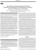 Cover page: The Influence of Patient Exposure to Breast Reconstruction Approaches and Education on Patient Choices in Breast Cancer Treatment