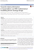 Cover page: Towards malaria elimination in Savannakhet, Lao PDR: mathematical modelling driven strategy design