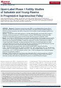 Cover page: Open‐Label Phase 1 Futility Studies of Salsalate and Young Plasma in Progressive Supranuclear Palsy