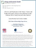 Cover page: A Review and Exploration of the Status, Context and Political Economy of Power Sector Reforms in Sub-Saharan Africa, South Asia and Latin America