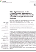 Cover page: Ultra-High-Precision, in-vivo Pharmacokinetic Measurements Highlight the Need for and a Route Toward More Highly Personalized Medicine