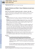 Cover page: Negative Emotions and Risk for Type 2 Diabetes among Korean Immigrants