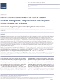 Cover page: Breast Cancer Characteristics in Middle Eastern Women Immigrants Compared With Non-Hispanic White Women in California.