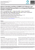 Cover page: Tobacco Smoking and Risk of SARS-CoV-2 Infection and Disease Severity Among Adults in an Integrated Healthcare System in California