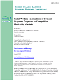 Cover page: Social Welfare implications of demand response programs in competitiv e 
electricity markets