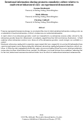 Cover page: Intentional information sharing promotes cumulative culture relative toinadvertent behavioural cues: an experimental demonstration