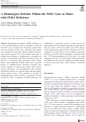 Cover page: A Hemizygous Deletion Within the PGK1 Gene in Males with PGK1 Deficiency