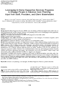 Cover page: Leveraging In-Home Supportive Services Programs to Engage People in Advance Care Planning: Input from Staff, Providers, and Client Stakeholders