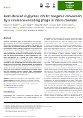 Cover page: Host-derived O-glycans inhibit toxigenic conversion by a virulence-encoding phage in Vibrio cholerae.