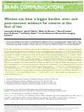 Cover page: Women can bear a bigger burden: ante- and post-mortem evidence for reserve in the face of tau