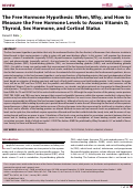 Cover page: The Free Hormone Hypothesis: When, Why, and How to Measure the Free Hormone Levels to Assess Vitamin D, Thyroid, Sex Hormone, and Cortisol Status