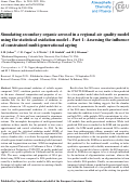 Cover page: Simulating secondary organic aerosol in a regional air quality model using the statistical oxidation model – Part 1: Assessing the influence of constrained multi-generational ageing