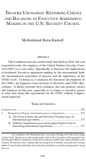 Cover page: Treaties Unchained: Restoring Checkers and Balances to Executive Agreement-Making in the U.N. Security Council
