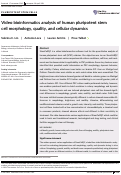 Cover page: Video Bioinformatics Analysis of Human Pluripotent Stem Cell Morphology, Quality, and Cellular Dynamics