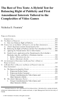 Cover page: The Best of Two Tests: A Hybrid Test for Balancing Right of Publicity and First Amendment Interests Tailored to the Complexities of Video Games