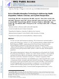 Cover page: Role of Health Information Technology in Addressing Health Disparities