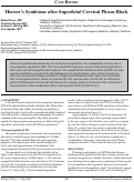 Cover page: Horner’s Syndrome after Superficial Cervical Plexus Block