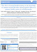 Cover page: The effect of mental health training on the knowledge of common mental disorders among medical officers in primary health centres in rural Karnataka