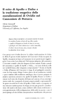 Cover page: Il mito di Apollo e Dafne e la tradizione esegetica delle moralizzazioni di Ovidio nel Canzoniere di Petrarca