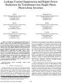 Cover page: Leakage current suppression and ripple power reduction for transformer-less single-phase photovoltaic inverters