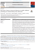 Cover page: Brief report: Patterns of prosocial behaviors in middle childhood predicting peer relations during early adolescence.