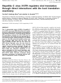 Cover page: Hepatitis C virus 3′UTR regulates viral translation through direct interactions with the host translation machinery