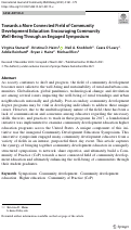 Cover page: Towards a More Connected Field of Community Development Education: Encouraging Community Well-Being Through an Engaged Symposium.