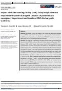 Cover page: Impact of skilled nursing facility (SNF) 3-day hospitalization requirement waiver during the COVID-19 pandemic on emergency department and inpatient SNF discharges in California.