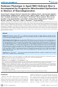 Cover page: Parkinson Phenotype in Aged PINK1-Deficient Mice Is Accompanied by Progressive Mitochondrial Dysfunction in Absence of Neurodegeneration