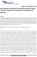 Cover page: Who Speaks for Sāmoa? Some Reflections by a Pālagi Teacher of Pacific Art and Culture in the American Midwest