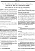 Cover page: The Effect of Web-Based Education on Patient Satisfaction, Consultation Time and Conversion to Surgery