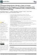 Cover page: Untargeted Metabolomics Identify a Panel of Urinary Biomarkers for the Diagnosis of Urothelial Carcinoma of the Bladder, as Compared to Urolithiasis with or without Urinary Tract Infection in Dogs